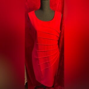 Calvin Klein red pencil dress form fitting size 12